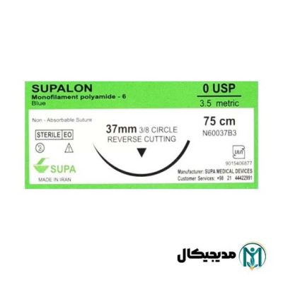 نخ بخیه نایلون 0 (صفر) کات سوزن 37mm سوپا