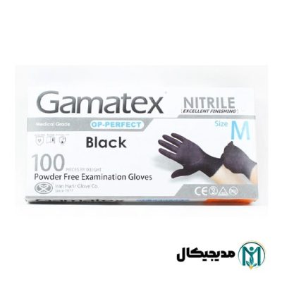 دستکش نیتریل مشکی گاماتکس سایز مدیوم