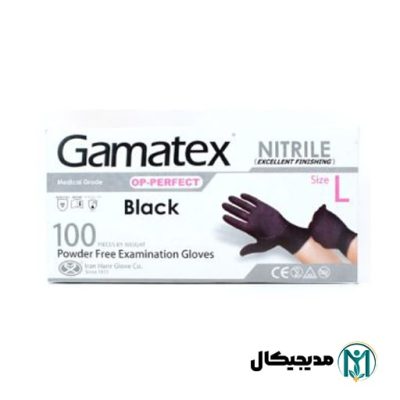 دستکش نیتریل مشکی گاماتکس سایز لارج