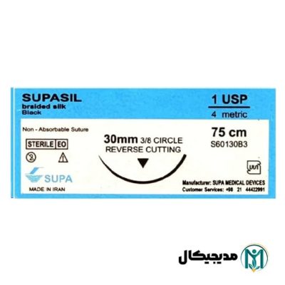 نخ بخیه سیلک 1 (یک) کات سوزن 30mm سوپا