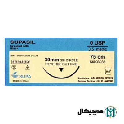نخ بخیه سیلک 0 (صفر) کات سوزن 30mm سوپا