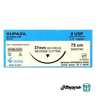 نخ بخیه سیلک 0 (صفر) کات سوزن 37mm سوپا