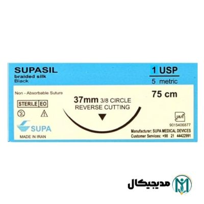 نخ بخیه سیلک 1 (یک) کات سوزن 37mm سوپا