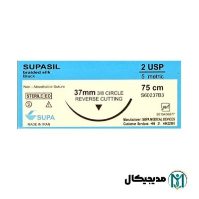 نخ بخیه سیلک 2 (دو) کات سوزن 37mm سوپا
