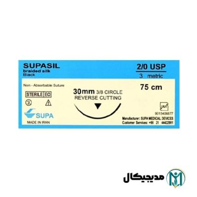 نخ بخیه سیلک 2/0 کات سوزن 30mm سوپا