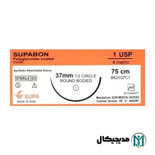 نخ بخیه ویکریل سوپا 1 (یک) راند سوزن 37 میلی متر